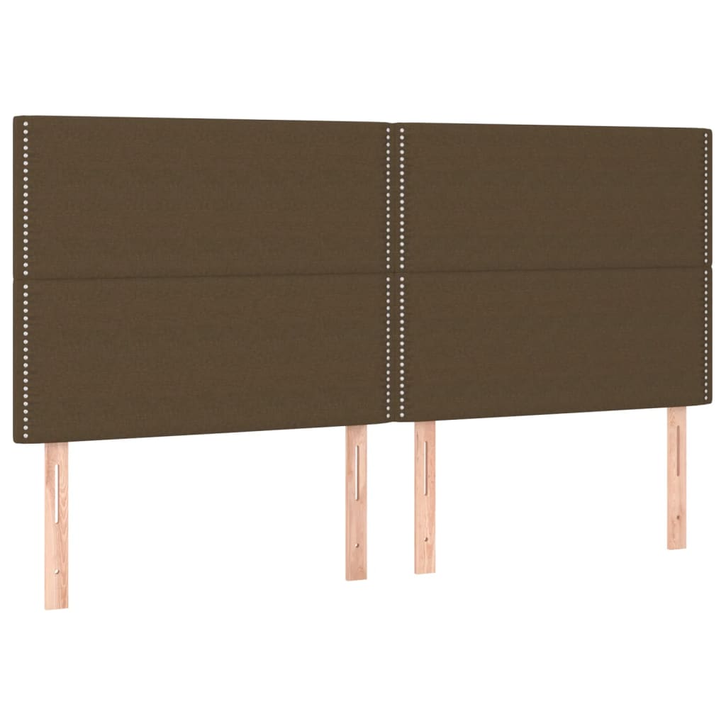 Cama box spring c/ colchão/LED 160x200cm tecido castanho-escuro