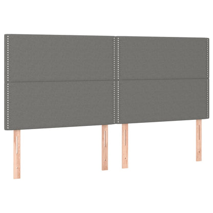 Cama box spring c/ colchão e LED 200x200 cm tecido cinza-escuro