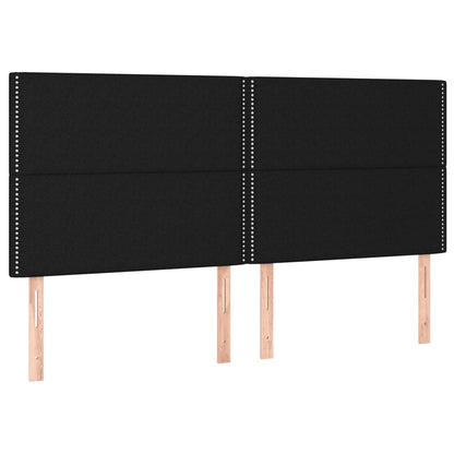 Cama box spring c/ colchão e LED 200x200 cm tecido preto