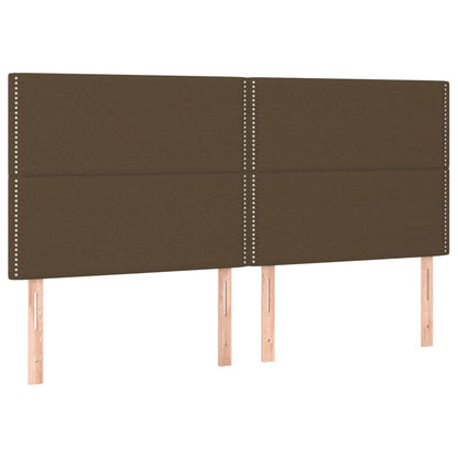 Cama box spring c/ colchão/LED 200x200cm tecido castanho-escuro