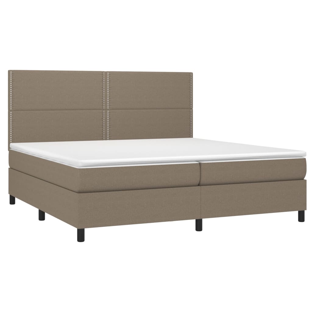 Cama box spring colchão/LED 200x200cm tecido cinza-acastanhado