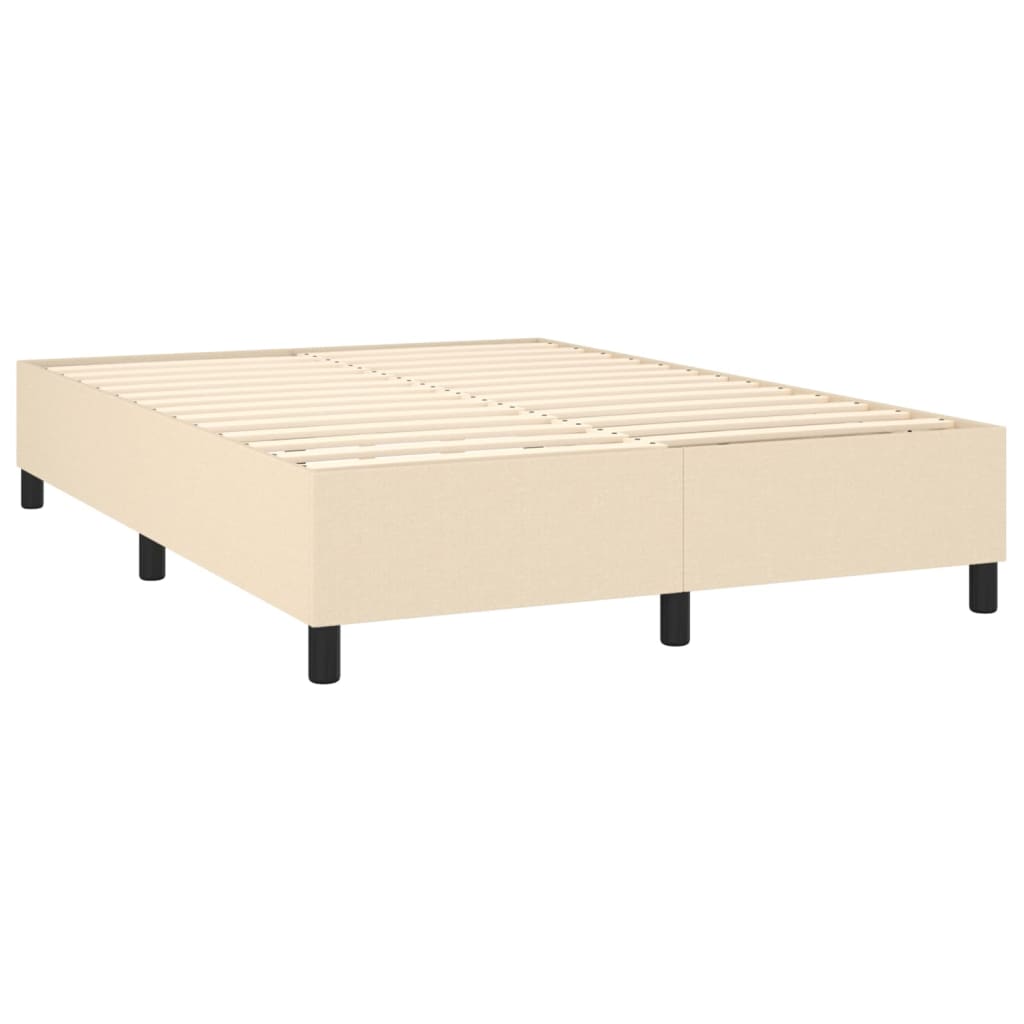 Cama box spring c/ colchão e LED 140x190 cm tecido cor creme