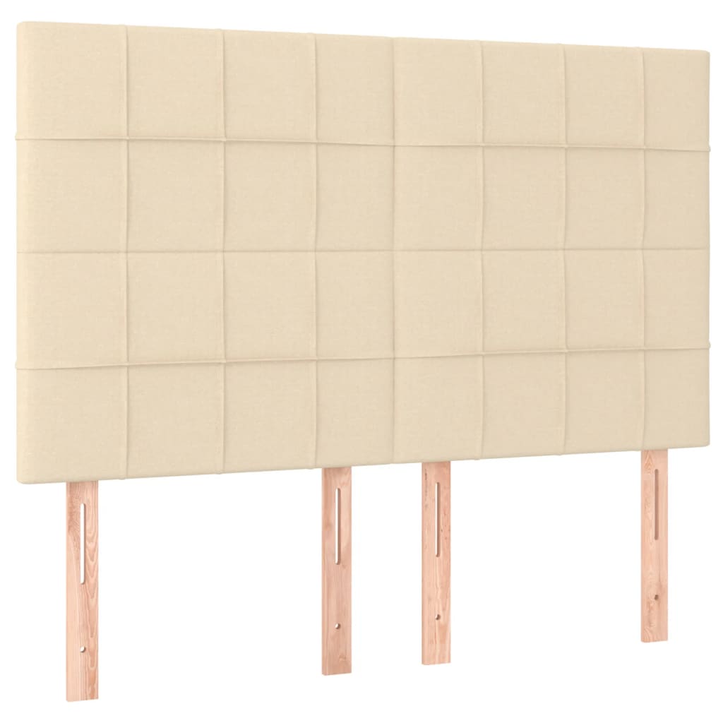 Cama box spring c/ colchão e LED 140x190 cm tecido cor creme