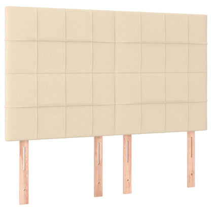 Cama box spring c/ colchão e LED 140x190 cm tecido cor creme