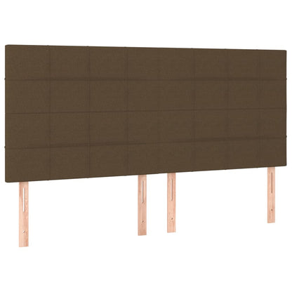 Cama box spring c/ colchão/LED 180x200cm tecido castanho-escuro