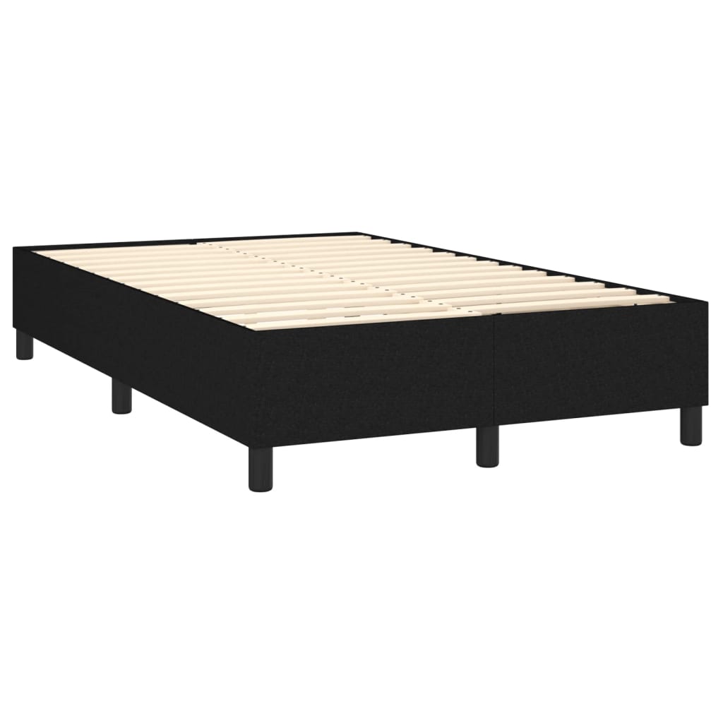 Cama box spring c/ colchão e LED 120x200 cm tecido preto