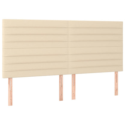 Cama box spring c/ colchão e LED 180x200 cm tecido cor creme