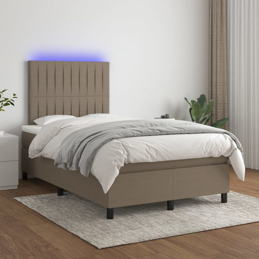 Cama box spring colchão/LED 120x200cm tecido cinza-acastanhado