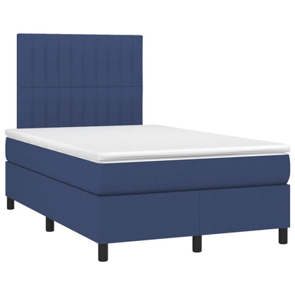 Cama box spring c/ colchão e LED 120x200 cm tecido azul