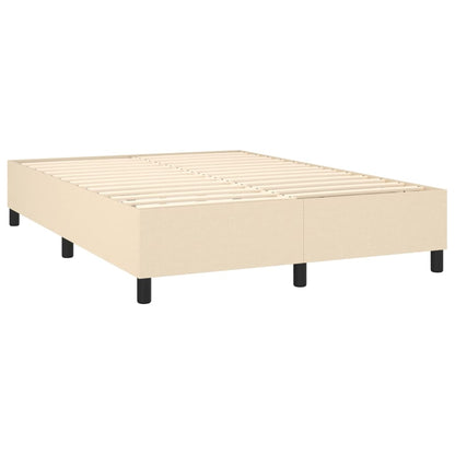 Cama box spring c/ colchão e LED 140x200 cm tecido cor creme