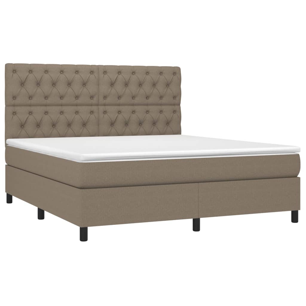 Cama box spring colchão/LED 160x200 cm tecido cinza-acastanhado