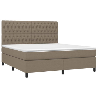 Cama box spring colchão/LED 180x200cm tecido cinza-acastanhado