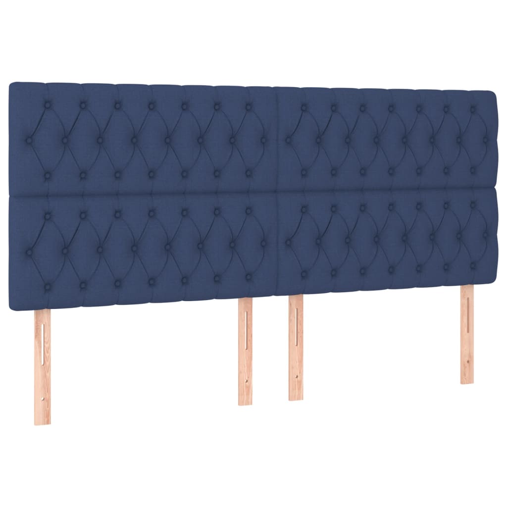 Cama box spring c/ colchão e LED 180x200 cm tecido azul