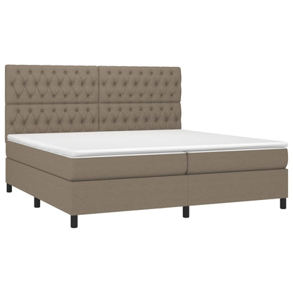 Cama box spring colchão/LED 200x200cm tecido cinza-acastanhado