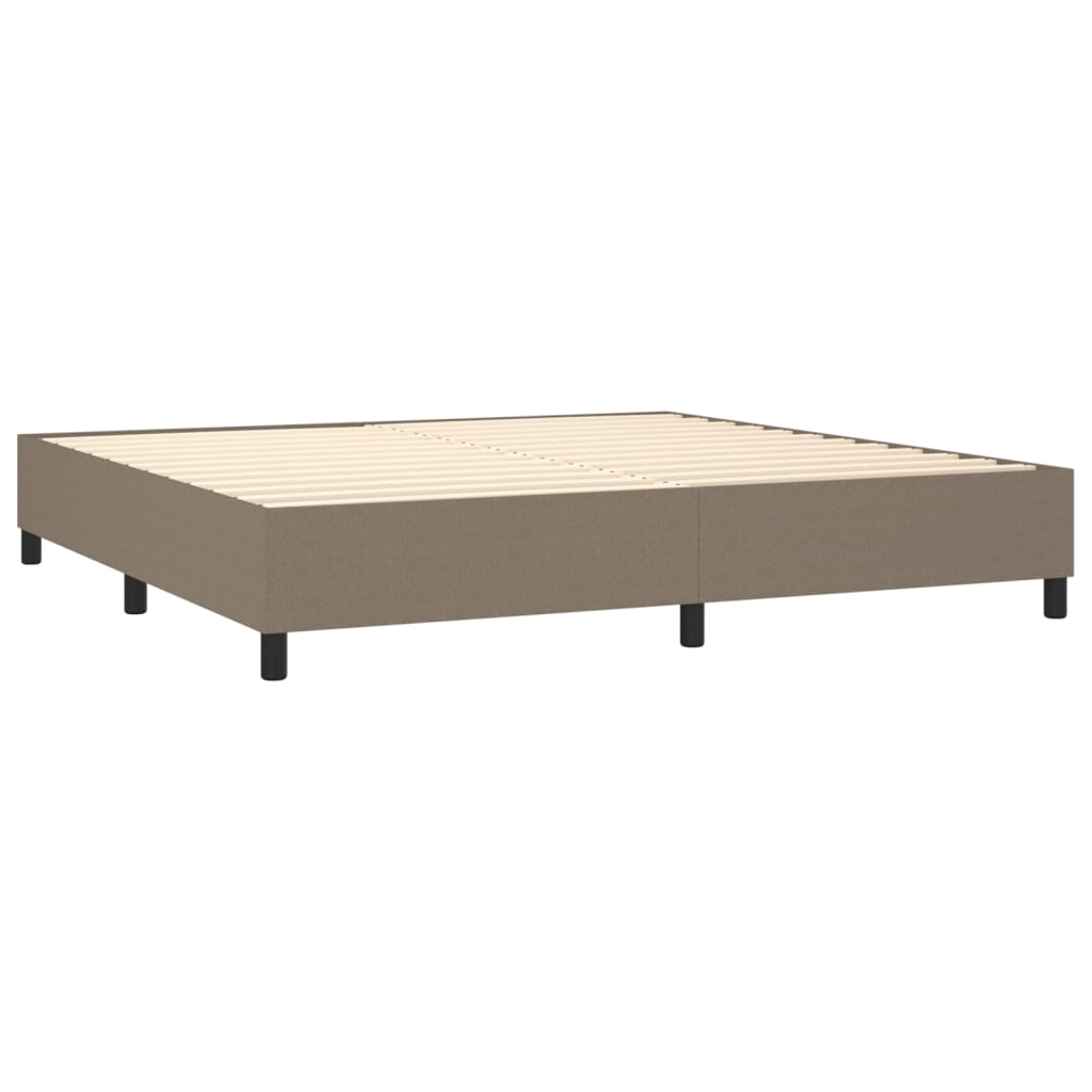 Cama box spring colchão/LED 200x200cm tecido cinza-acastanhado