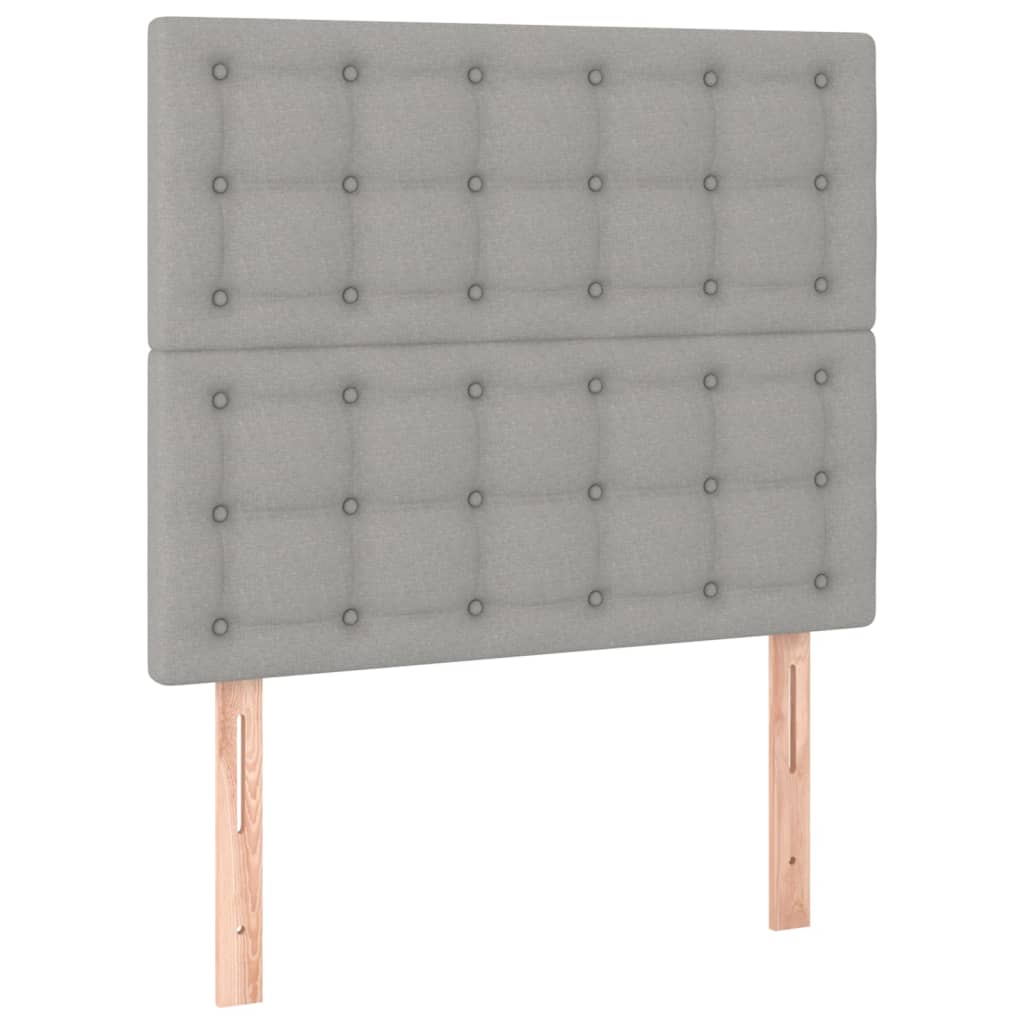 Cama box spring c/ colchão e LED 80x200 cm tecido cinza-claro