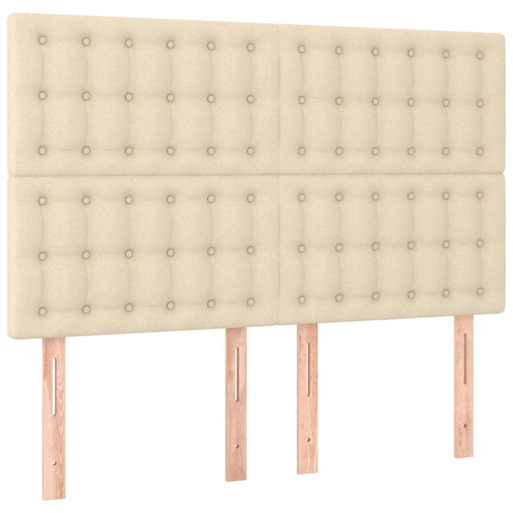 Cama box spring c/ colchão e LED 140x190 cm tecido cor creme