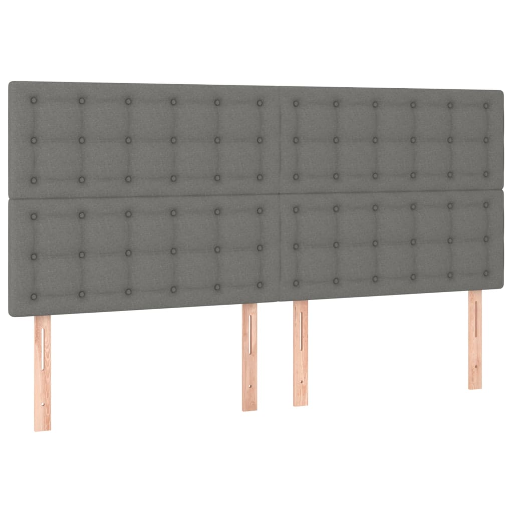 Cama box spring c/ colchão e LED 160x200 cm tecido cinza-escuro