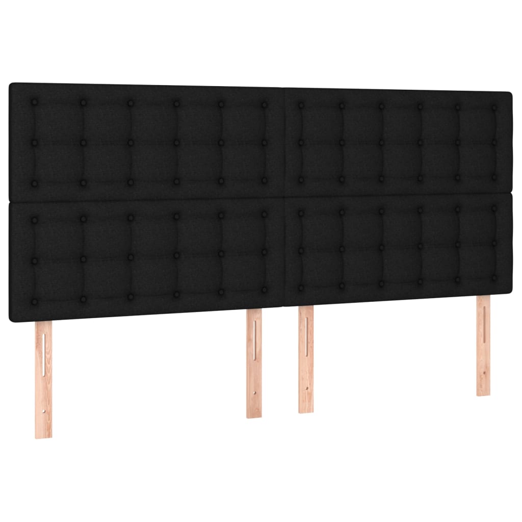 Cama box spring c/ colchão e LED 160x200 cm tecido preto