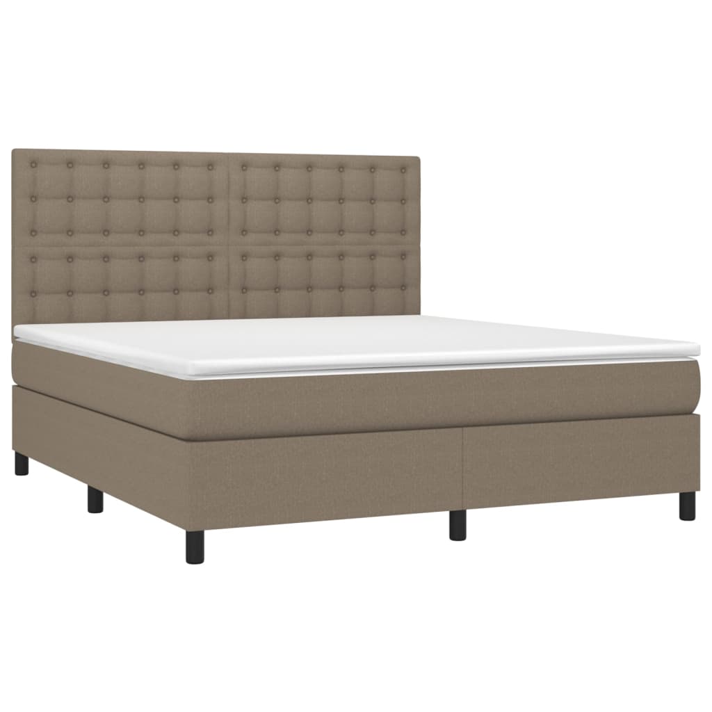 Cama box spring colchão/LED 180x200cm tecido cinza-acastanhado