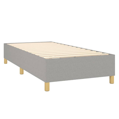 Cama box spring c/ colchão e LED 80x200 cm tecido cinza-claro