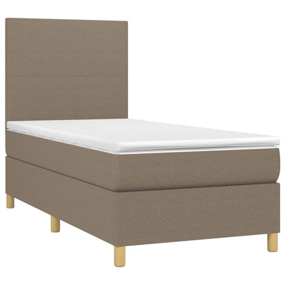 Cama box spring colchão/LED 100x200cm tecido cinza-acastanhado