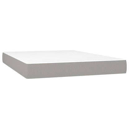 Cama box spring c/ colchão e LED 140x190 cm tecido cinza-claro