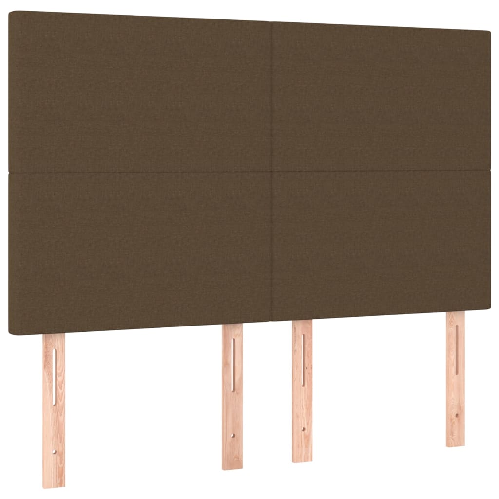 Cama box spring c/ colchão/LED 140x190cm tecido castanho-escuro