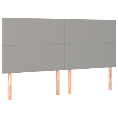 Cama box spring c/ colchão e LED 160x200 cm tecido cinza-claro