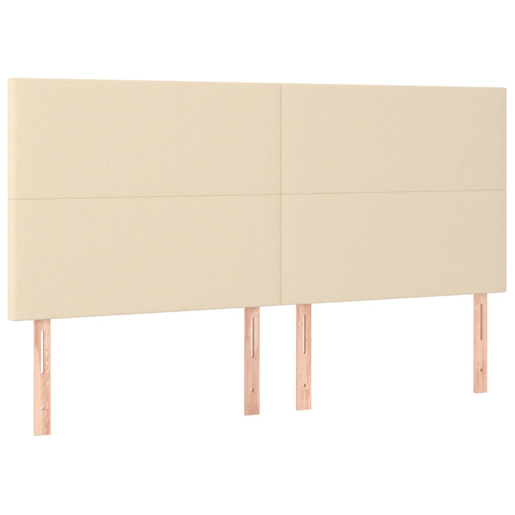 Cama box spring c/ colchão e LED 200x200 cm tecido cor creme