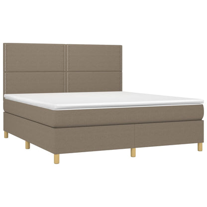 Cama box spring colchão/LED 160x200 cm tecido cinza-acastanhado