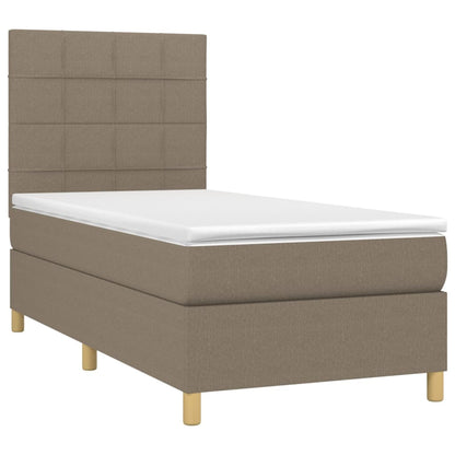 Cama box spring + colchão/LED 90x190cm tecido cinza-acastanhado