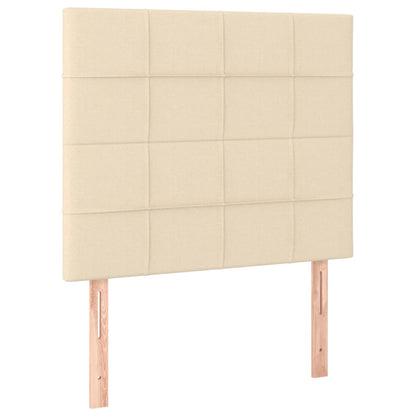 Cama box spring c/ colchão e LED 90x190 cm tecido cor creme