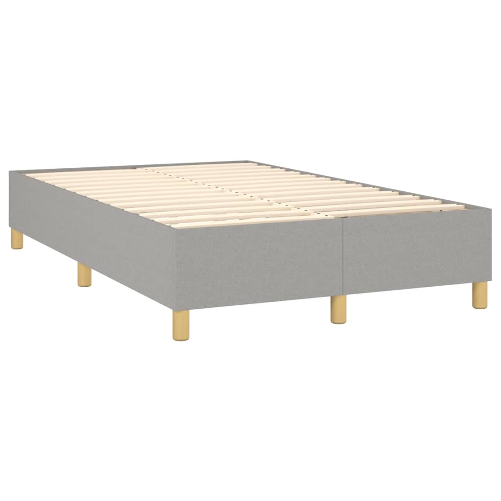 Cama box spring c/ colchão e LED 120x200 cm tecido cinza-claro