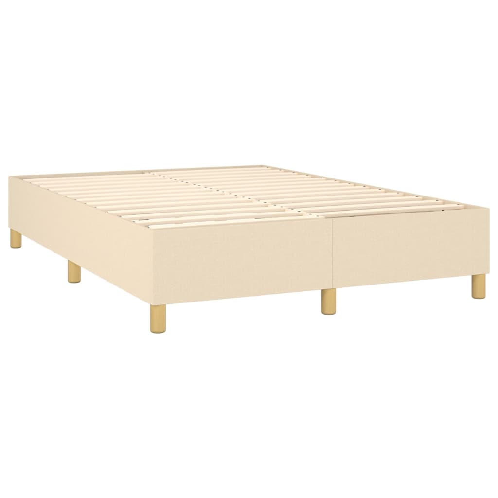 Cama box spring c/ colchão e LED 140x200 cm tecido cor creme