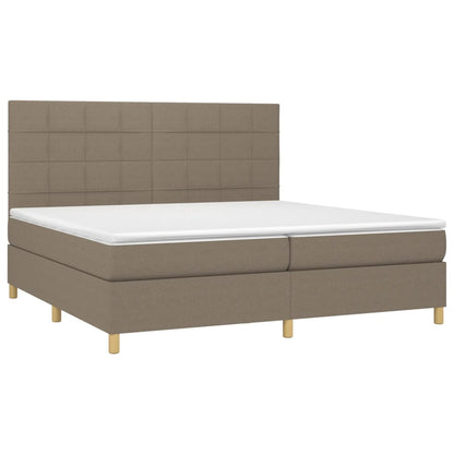 Cama box spring colchão/LED 200x200cm tecido cinza-acastanhado