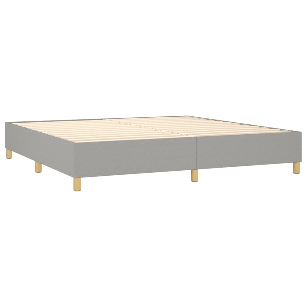 Cama box spring c/ colchão e LED 200x200 cm tecido cinza-claro