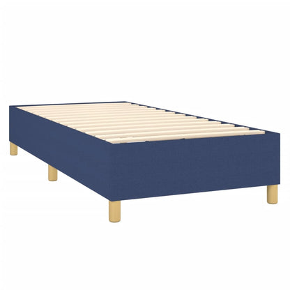 Cama box spring c/ colchão e LED 90x200 cm tecido azul