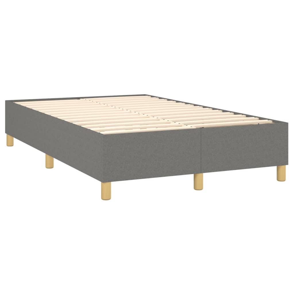 Cama box spring c/ colchão e LED 120x200 cm tecido cinza-escuro