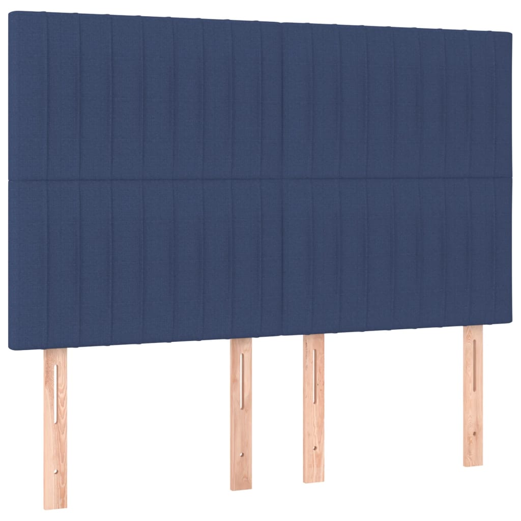 Cama box spring c/ colchão e LED 140x190 cm tecido azul