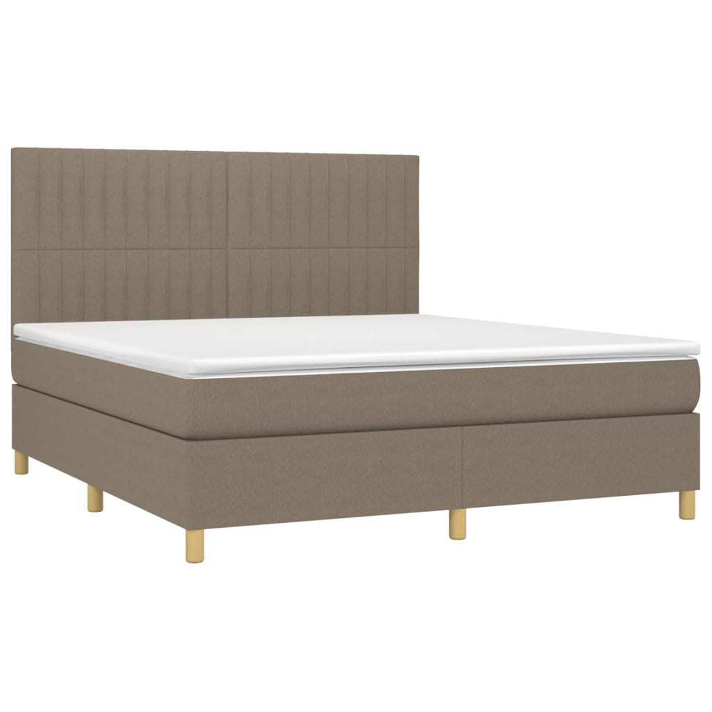 Cama box spring colchão/LED 180x200cm tecido cinza-acastanhado