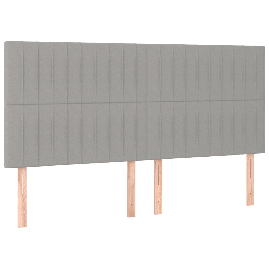 Cama box spring c/ colchão e LED 200x200 cm tecido cinza-claro