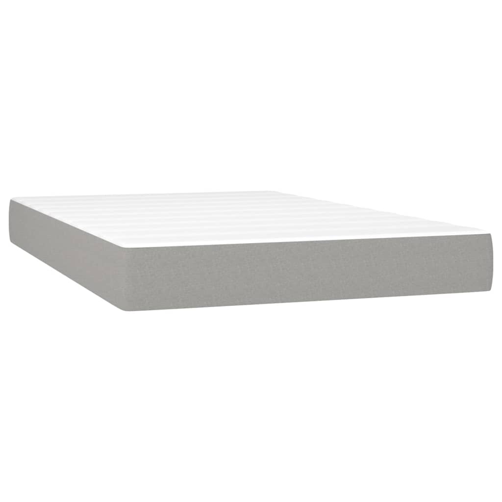 Cama box spring c/ colchão e LED 120x200 cm tecido cinza-claro