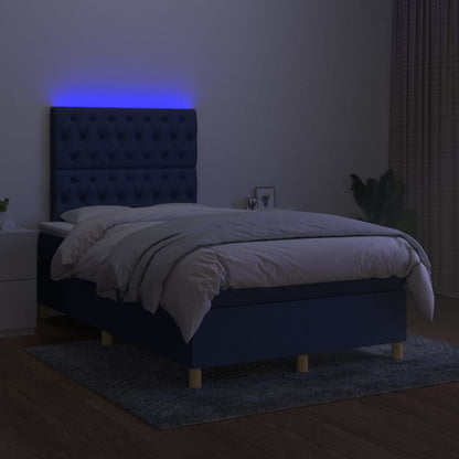 Cama box spring c/ colchão e LED 120x200 cm tecido preto