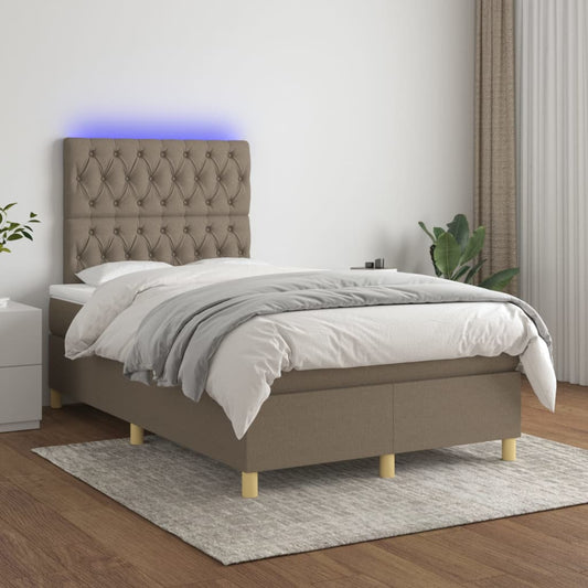 Cama box spring colchão/LED 120x200cm tecido cinza-acastanhado