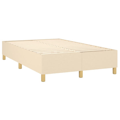 Cama box spring c/ colchão e LED 120x200 cm tecido cor creme