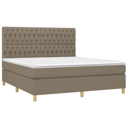 Cama box spring colchão/LED 180x200cm tecido cinza-acastanhado