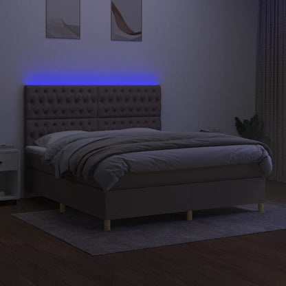 Cama box spring colchão/LED 180x200cm tecido cinza-acastanhado