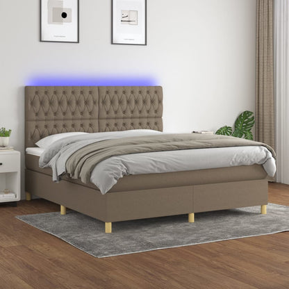 Cama box spring colchão/LED 180x200cm tecido cinza-acastanhado