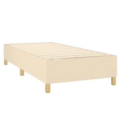 Cama box spring c/ colchão e LED 90x190 cm tecido cor creme